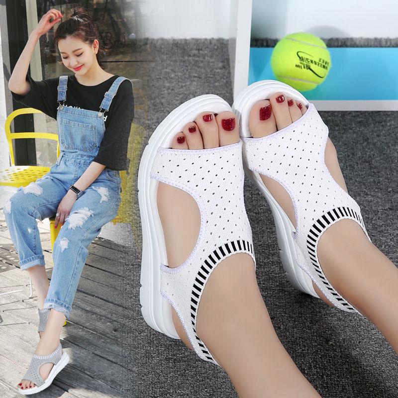 Summer Womens Sandals Platform Breathable Peep Shoes Comfortable Shopping Walking Shoes