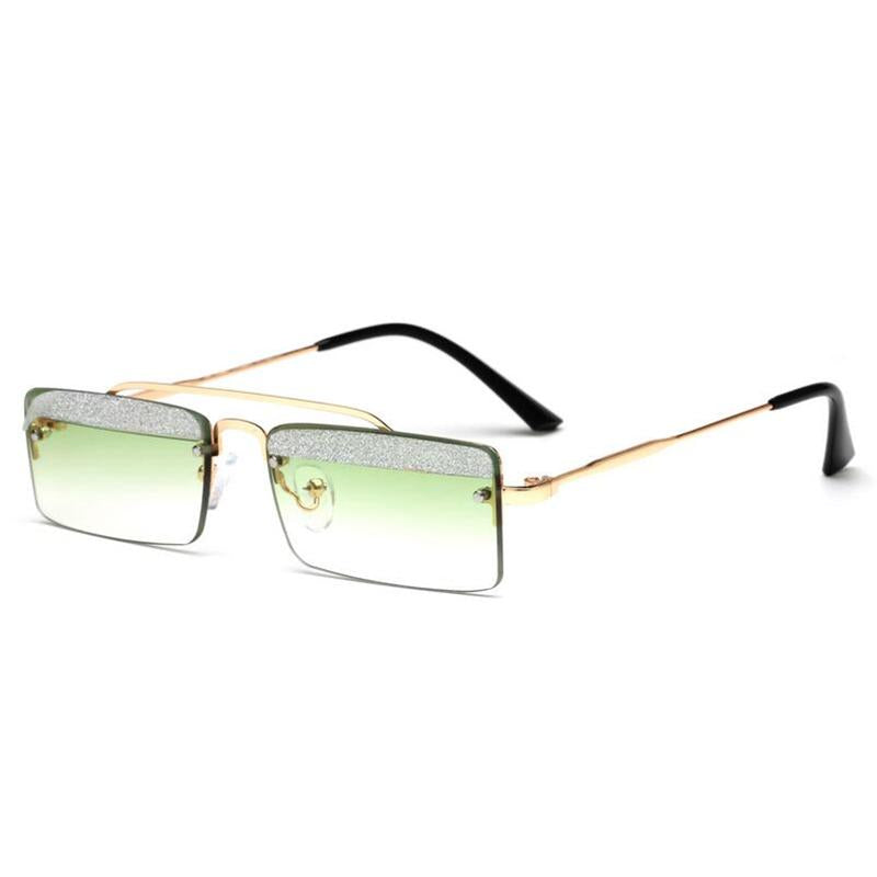 WTEMPO Personalized Eyebrow Metal Square Sunglasses Women Men Fashion Anti-UV Small Frame Sun Glasse