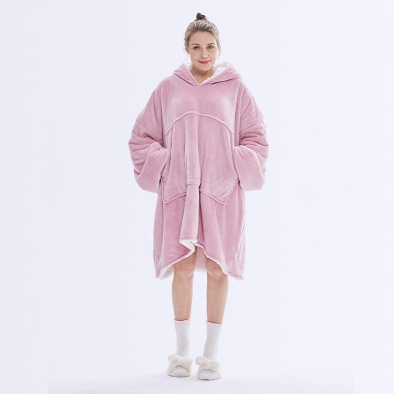 Wearable TV Blanket Hooded Blankets for Adult Sofa Cozy Super Soft Warm Blanket with Sleeves Hoodie Oversized Sweatshirt