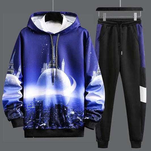 WTEMPO Men Hooded Pullover Suit Spring Campus Sportswear All-match Casual Clothing for Teenage Students