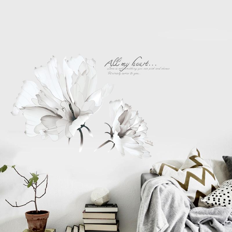 Simple flower wall stickers all my heart self-adhesive painting wallpaper lily murals