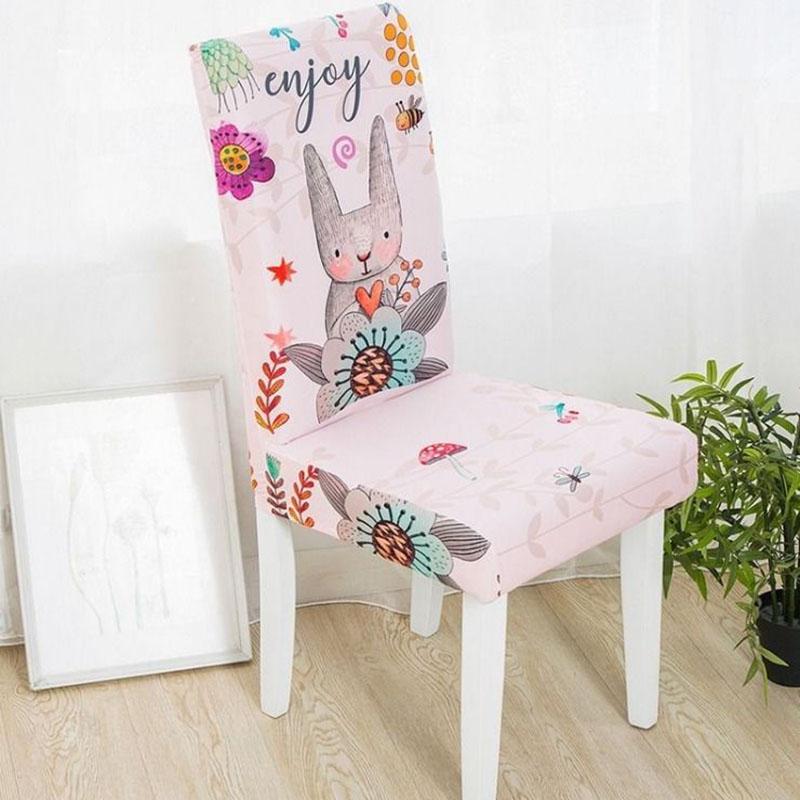 2/4/6pcs Cartoon Printing Dining Chair Cover Spandex Stretch Elastic Chair Cover for Wedding Dining Room Office Banquet