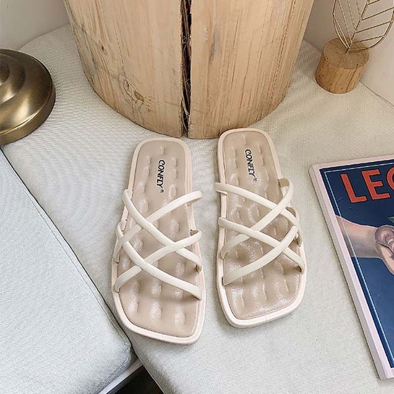 Ladies Sandals and Slippers for Outer Wear, Summer Korean Fashion Soft Bottom Non-slip Student Fairy Style Slippers