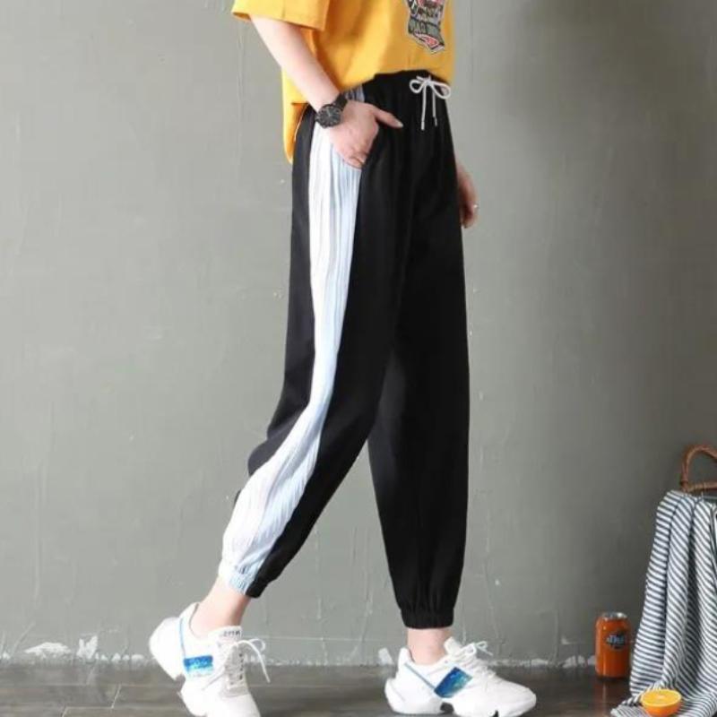 Large Size Summer Harem Pants Casual Wide-leg Sports Pants Women's Summer Thin Loose Korean Beam Pants