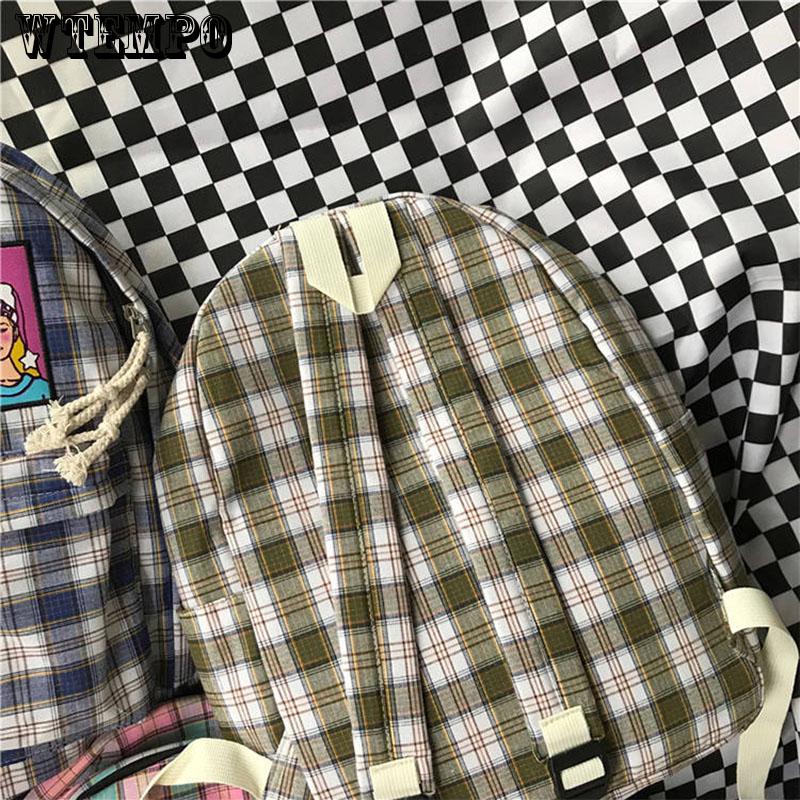 Fashion Polyester soft Backpack Satchel School Bags special checked printing Backpack