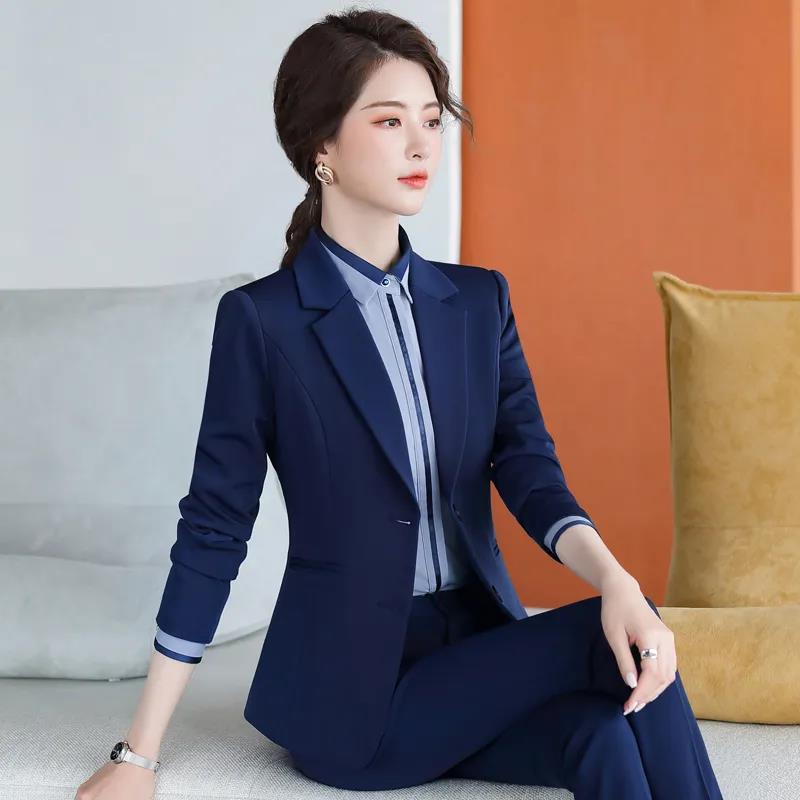 Solid Color Professional Suit Female Spring and Autumn Temperament Formal Overalls Suit Jacket + Suit Pants