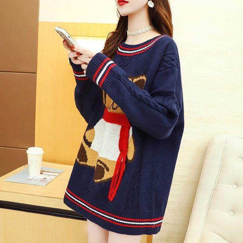 Autumn and Winter Loose Casual Sweater College Style Knit Top Long Sleeve Simple Female Top