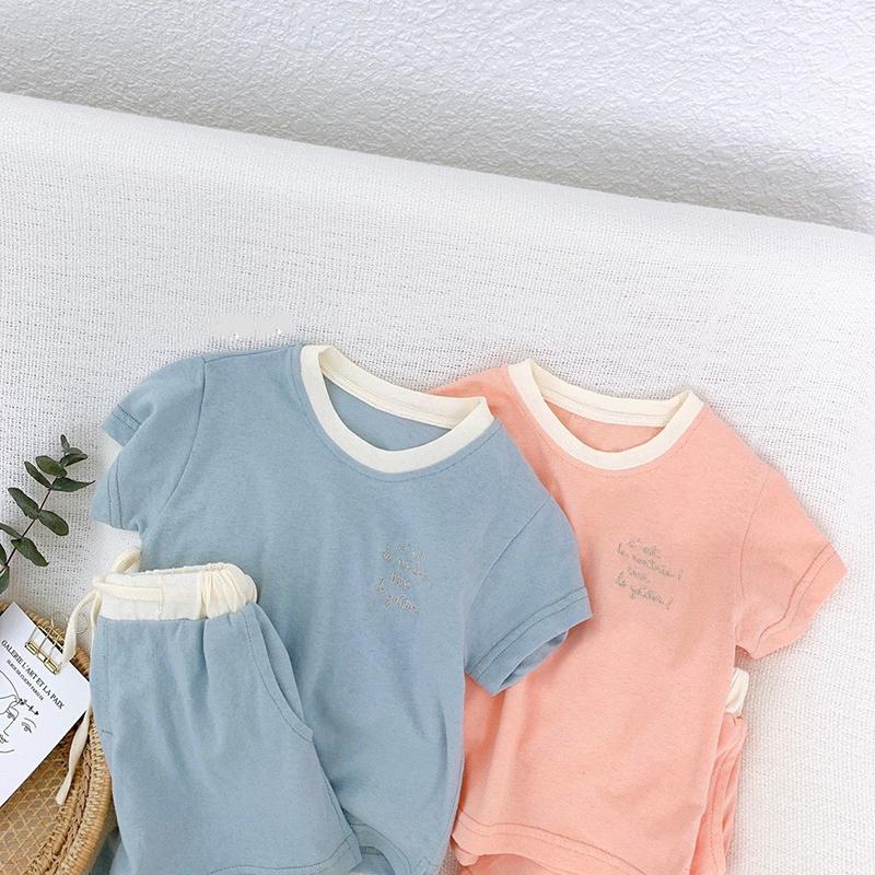 Children's Clothing Solid Color Short-sleeved Shorts Children's Suit Boys Girls Casual Comfortable T-shirt Two-piece Summer Clothing