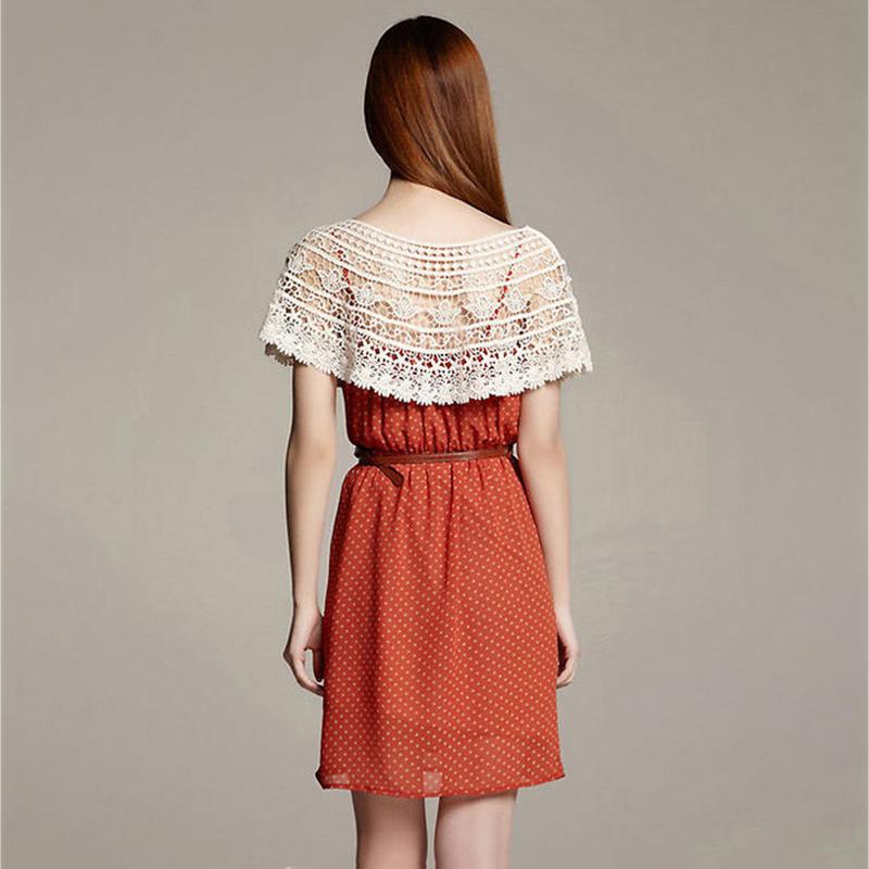 WTEMPO Summer Thin Sunscreen Solid Color Knotted Neckties Hollow Lace Shawl  Versatile  Pair with Dress