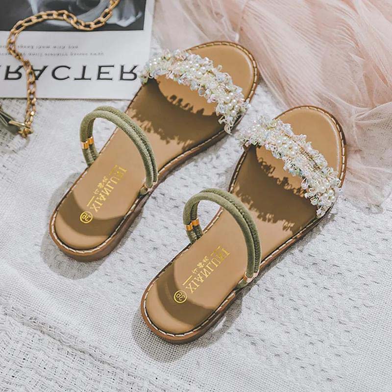 Sandals Female Fairy Summer Students All-match Flat Slippers Two Wear Female Rome Gentle
