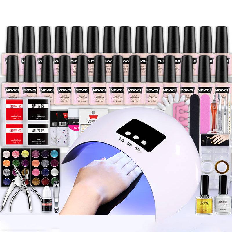 Manicure Set Kit 36W led UV Lamp Dryer 25pcs Soak Off Nail Gel Polish Nail art Set nail dryer set
