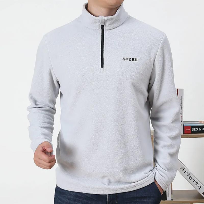 Men's Autumn and Winter Sweater Outdoor Men's Long-sleeved Semi-collar Fleece Lightweight Warm Sweatshirts