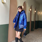 Women's Winter Korean Loose Quilted Coat Warm Stand-collar Down Jacket Women's Glossy Mid-length Down Jacket