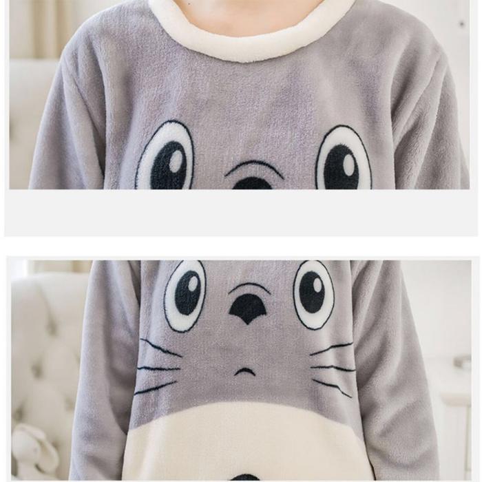 Genuine Flannel Autumn and Winter Women's Pajamas Plus Velvet Thick Coral Fleece Suit Large Size Warm Home Service