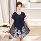 XL-XXXXXXL Middle-aged Women Summer Printed Plus Size Skirt Mother's Dress Mid-length Chiffon Yarn
