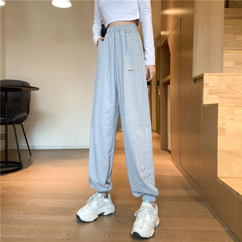 Sports Pants Women's Spring and Autumn Thin Section Net Red Salt Loose-fitting Straight Casual Trousers High Waist Harem Pants