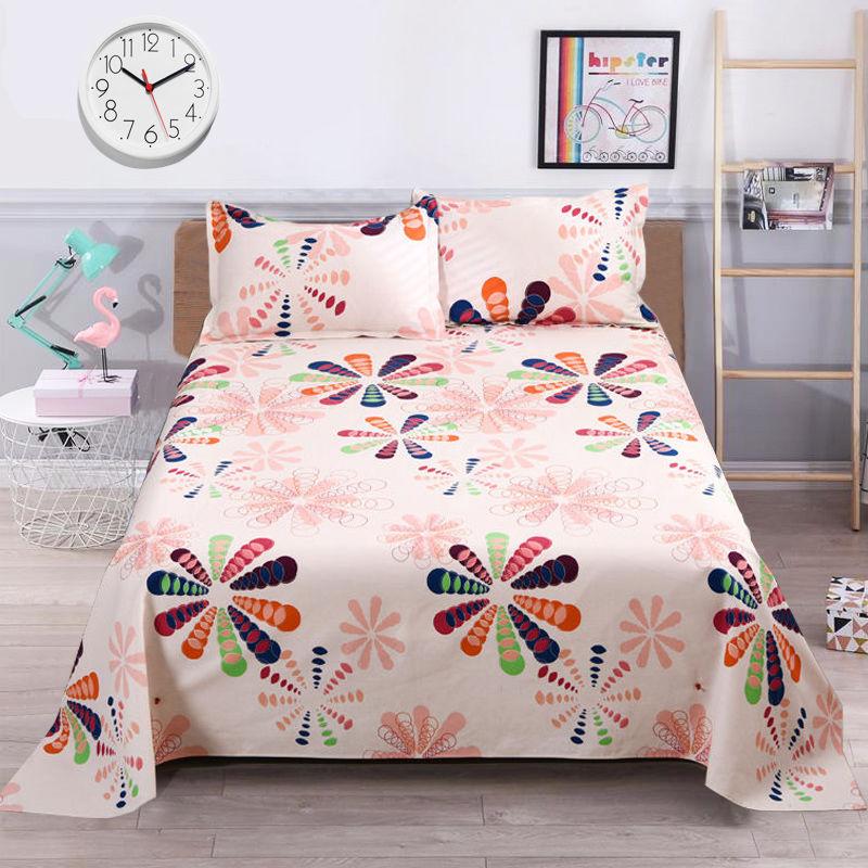 Home Textile Three-piece Cover Sheet Pillowcase Cotton Fabric Sweat-absorbent Breathable Foldable Easy To Wash Rural Simple Style