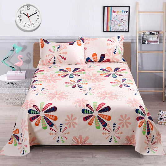 Home Textile Three-piece Cover Sheet Pillowcase Cotton Fabric Sweat-absorbent Breathable Foldable Easy To Wash Rural Simple Style