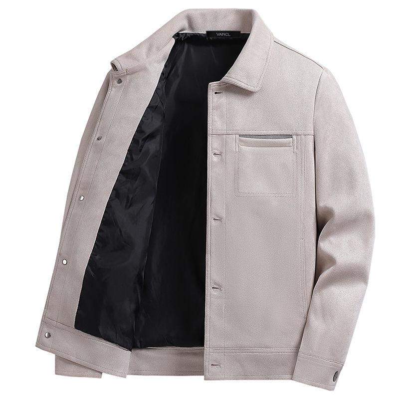 Warm Jacket Men's Autumn and Winter Thickening Casual Handsome Jacket Jacket Men's Simple Long-sleeved Cotton Jacket