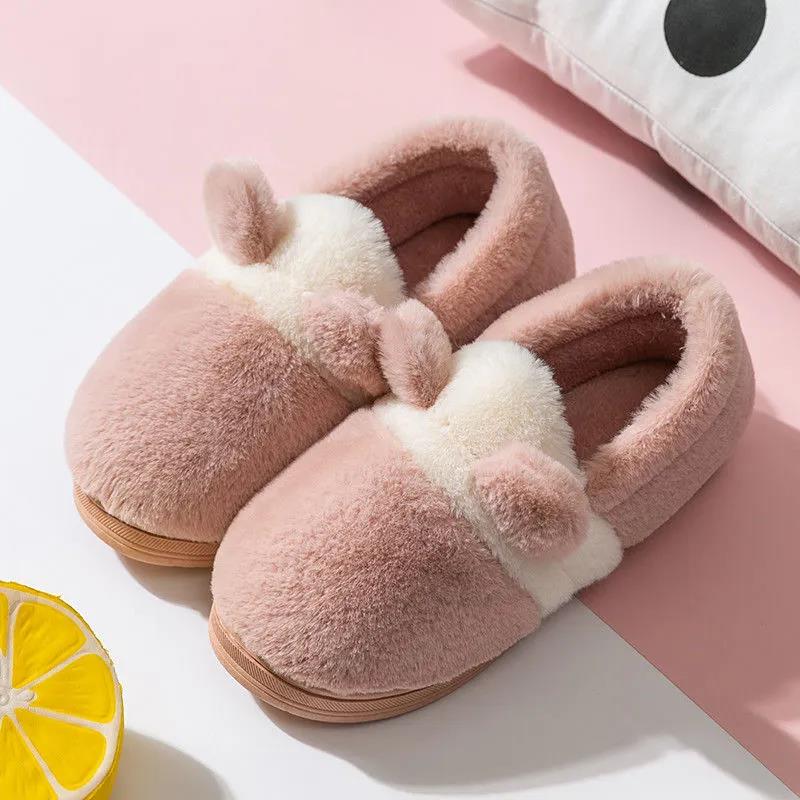 Women's Winter Slip-resistant Thick-soled Warm Fleece Slipper with Bag Heel Cotton Slippers