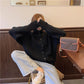Spring  Autumn Design Sense Lapel Solid Color Vertical Pattern Sweater Cardigan Girl Student Casual Fashion All-match Knitted Cardigan