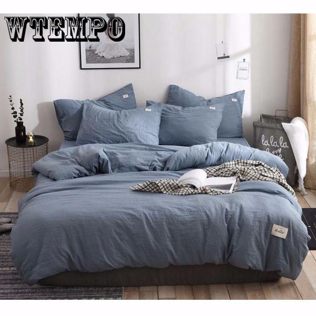 Bedding Set Classic Pure Color Bed Linen Comfortable Cotton Duvet Cover&pillowcase