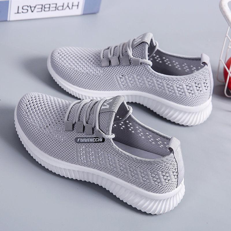 Spring Summer Women Casual Shoes Fashion Breathable Walking Mesh Lace Up Flat Shoes Good Casual Wear