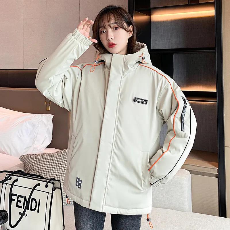 Autumn and Winter Cotton-padded Female Students Casual Loose Tooling Top Outer Wear Thickened Windproof Cotton-padded Jacket Couple Clothes