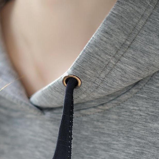 Women's Casual Hooded Sweater Stitched Pocket Hoodies Spring and Autumn Large Size Loose Elegant Top