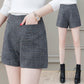 Woolen Shorts Women High Waist Wide Leg Shorts Female Office Lady Loose Shorts