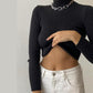 Sweater Women Half Turtleneck Pullover Sexy Short High Waist Knitwear European Style Top Trending Sweaters Green Sweater Jumper