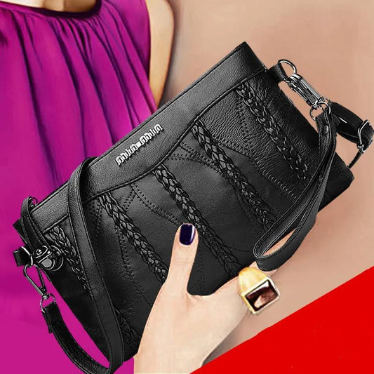 Handbag Clutch Casual Female Crossbody Bags Portable PU Leather Multi-Layer Large Capacity Classic Soft Surface