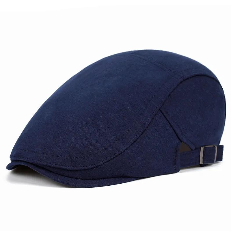 Men's Summer Beret Hat Casual British Peaked Cap Outdoor Sun Protective Sun Hat Gentle Leisure Breathable Hat Solid Color