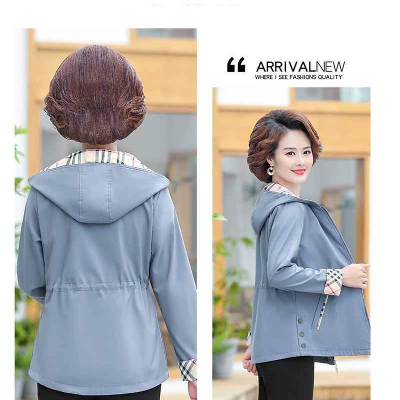 Middle-aged Mother Spring and Autumn Short Coat Jacket Middle-aged and Old Western Style Thin Windbreaker