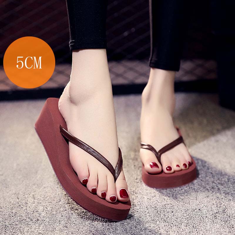 Flip-flops Female Version of All-match Casual Fashion Thin Belt Sponge Cake Sandals and Slippers Female Summer Flip-flops Non-slip Soft Beach Shoes