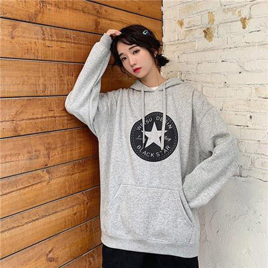 Autumn and Winter Lazy Style Hooded Sweater Loose All-match Coat Women