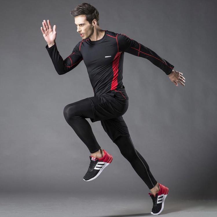 Men Sportswear Compression Sport Suits Quick Dry Clothes Joggers Training Gym Fitness Tracksuits Set