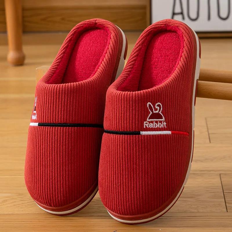 Cotton Slippers for Men and Women Cute Winter Non-slip Couple Indoor Warm and Comfortable Thick-soled Slippers