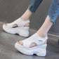 Plus Size 35-39 Fashion Women Mesh Shoes Cutout Beach Casual Sandals Flip Flop Sandals Increased Roman Shoes