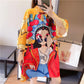 Peking Opera Facial Makeup Summer Dress Knee-length Size M-XXL Chinese Style Print Dress