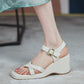 Wedge Sandals Women's Summer Sponge Cake Thick-soled Real Soft Leather Casual Style Summer Fashion High Heels