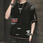 T-shirt for Men O-neck Short Sleeve Thin Shirt Korean Trendy Alphabet Print Tees Soft Casual Loose Pullover for Youth