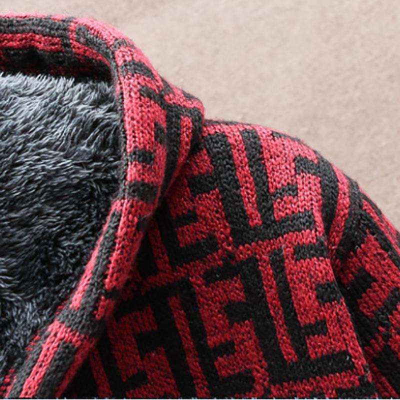 Men's Hooded Zipper Cardigan Faux Fur Wool Jackets Loose Casual Thick Jackets Autumn and Winter