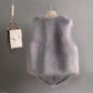 Faux Fur Waistcoat Women's Short Imitation Rex Rabbit Fur Waistcoat Slim and Thin Fur Vest Waistcoat Keeps Warm and Comfortable