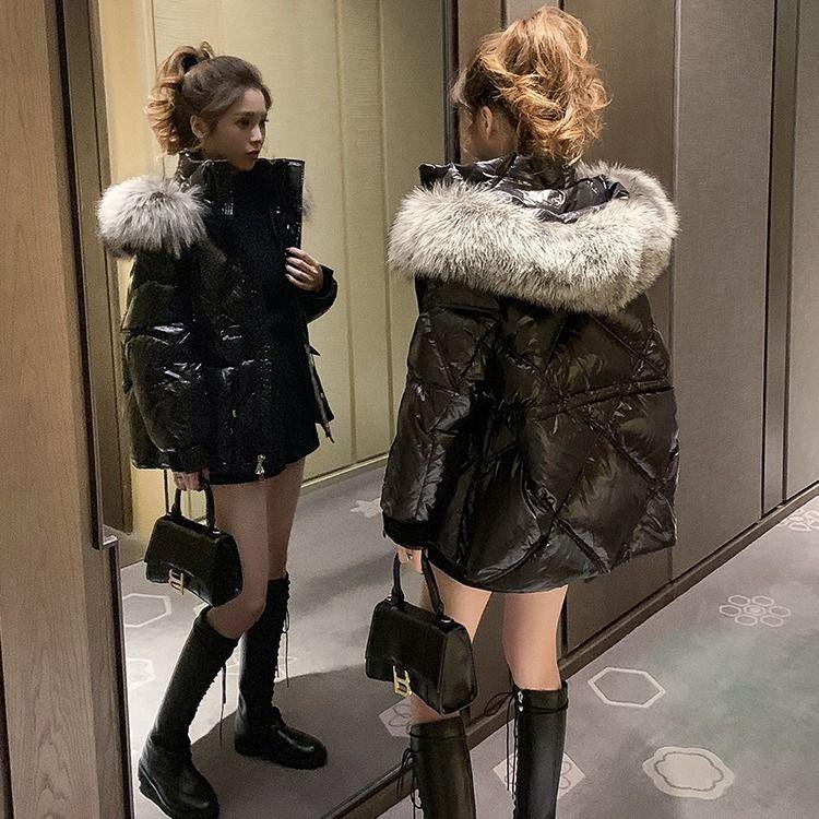 Winter Padded Down Coat Women's Short Bread Coat All-match Fur collar hood Cotton Coat