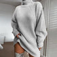 Ladies Half-neck Oversized Sweater Long Solid Color  Autumn and Winter Warm Elegant Sweater Dress