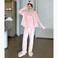 Three-pieces Women's Winter Pajamas Set Thin Velvet Island Velvet Sexy Suspenders Long-sleeved Trousers Pyjamas Sweet Solid Color Comfortable Homewear