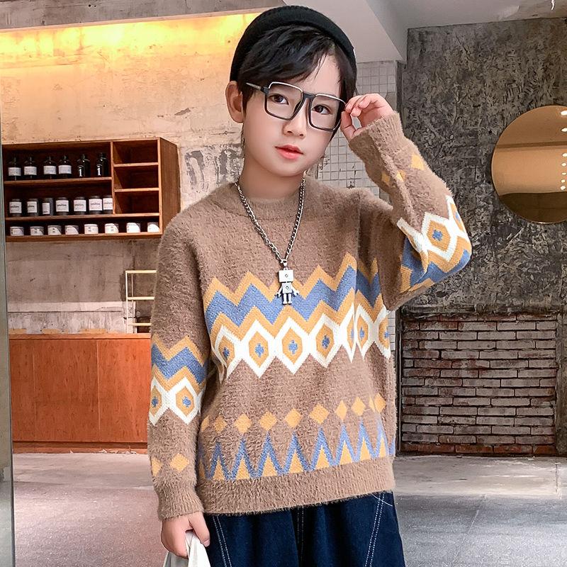 Boys and Girls Sweaters Autumn and Winter Children's Clothing Thickened Warm Bottoming Sweater Knitted Sweater