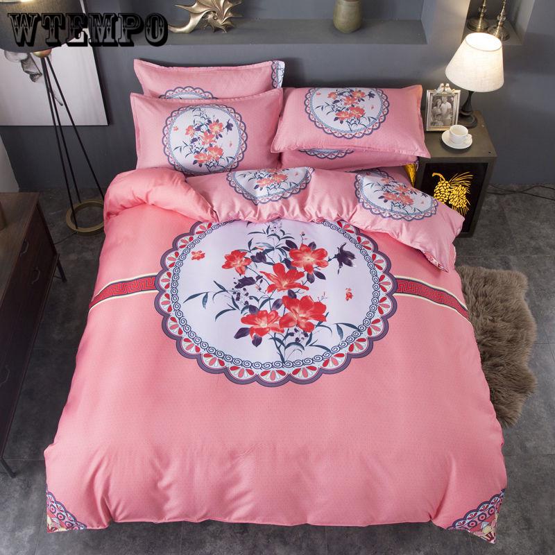 Egyptian Cotton Embroidery Luxury Oriental Bedding set King Queen size Bed set Coffee Bule Duvet