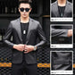 Fashion Urban Men's Jacket Autumn and Winter Fashion Trend Slim Thickening Plus Velvet Warm Sheepskin Jacket